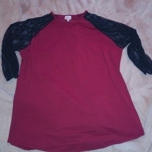 Lularoe 2x wine black lace 3/4 sleeve